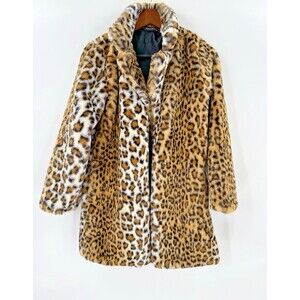 LANSHIFEI Cheetah Faux Fur Coat SUPER SOFT Jacket Size 4 Excellent Condition